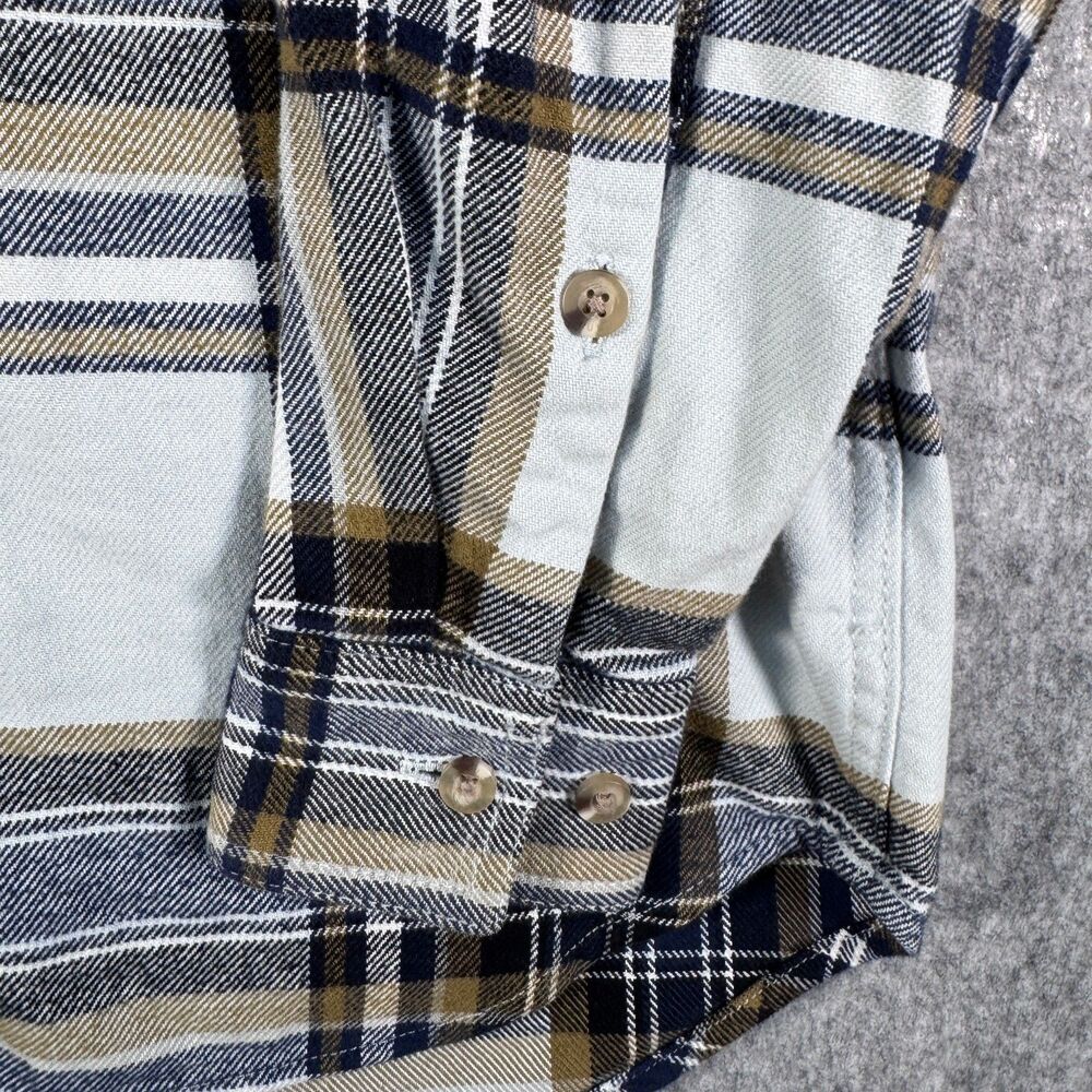 Tna Shirt Womens Size XS White Blue Long Sleeve Organic Cotton Flannel Aritzia - Picture 5 of 11